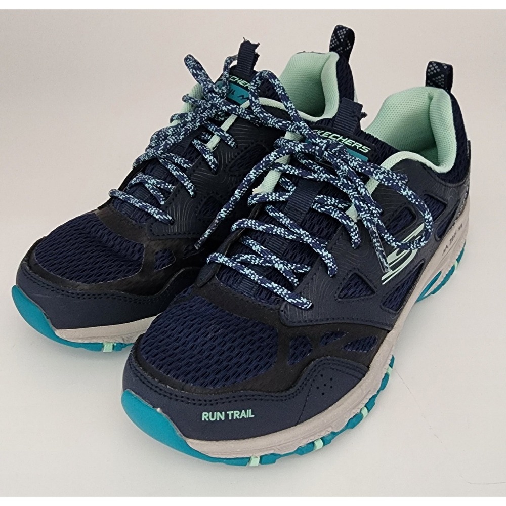 Skechers Run Trail Sneakers Womens 6.5 Navy Aqua 149821 Athletic Shoes VGC